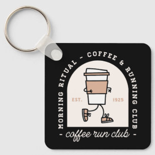 Porte-clés Amoureux du café et de la course à pied club de co