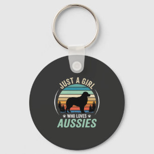 Porte-clés Amoureux du chien berger australien Rétro Coucher 