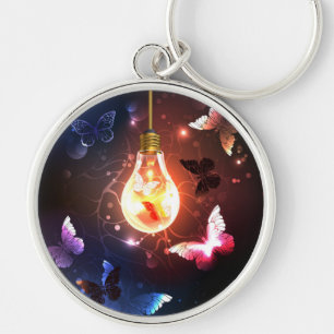 Porte-clés Ampoule lumineuse avec papillons nocturnes