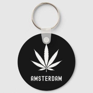 Porte-clés Amsterdam Fumeur Feuille de Cannabis Voyage Vacanc