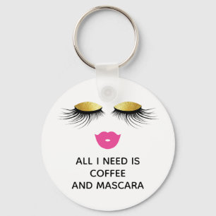 Porte-clés Amusant "Café et Mascara"