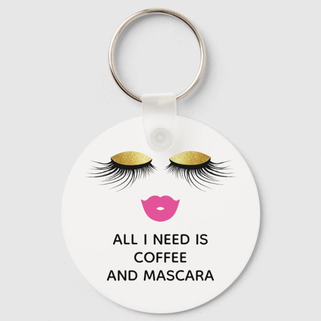 Porte-clés Amusant "Café et Mascara" (Recto)