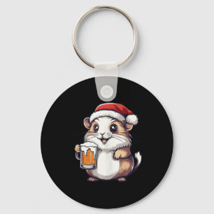 Porte-clés Amusant Hamster De Noël Avec Bière Comique