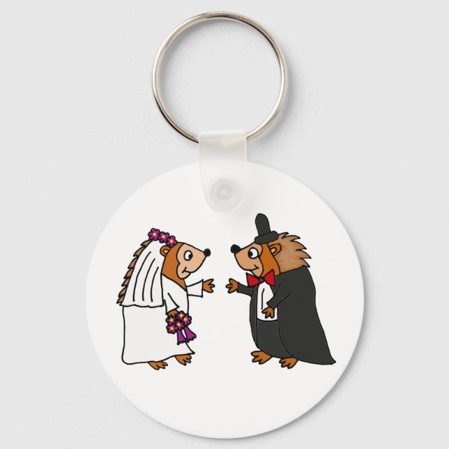 Porte-clés Amusante mariée et Mariage de chambre Hérisson (Recto)