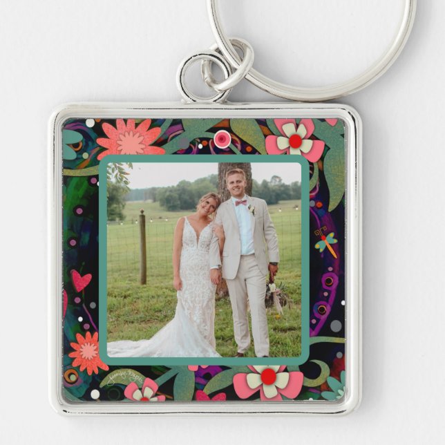 Porte-clés Amusants Joli Dragonfly Floral Photo Inspirivity (Devant)