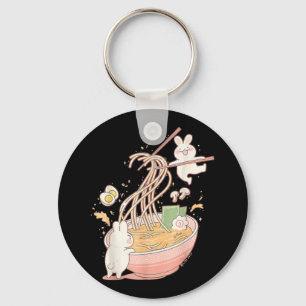 Porte-clés Amusants lapin lapin Ramen Noodle Soupe Anime Kawa