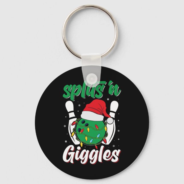 Porte-clés Amusants sur gigles Bowling Joueur Noël Bowl (Recto)
