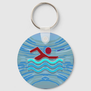 Porte-clés AMUSEMENT rouge-rose de la piscine NVN695 de coeur
