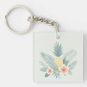 Porte-clés Ananas floral & Hawaiian