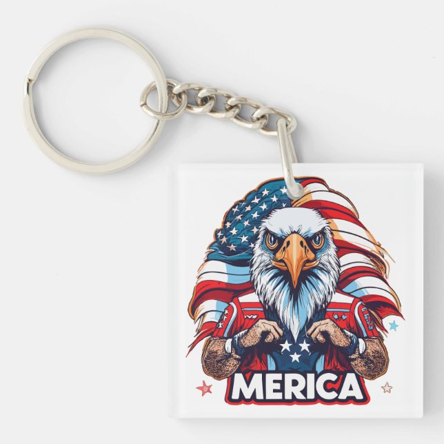 Porte-clés Anciens Combattants Drapeau américain Merica Aigle (Devant)