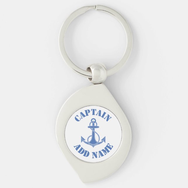 Porte-clés Ancrage de nom de capitaine personnalisé (Devant)