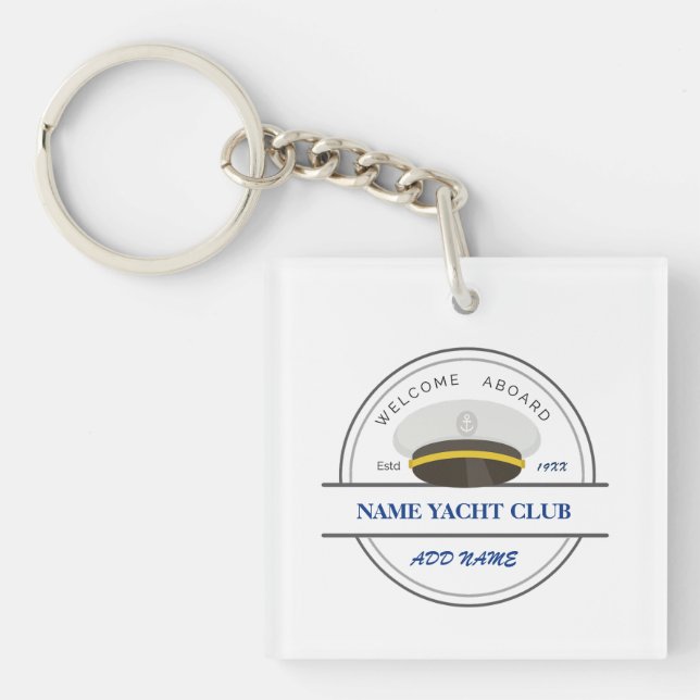 Porte-clés Ancre Bleue Nautique Bienvenue yacht de voile Bate (Devant)