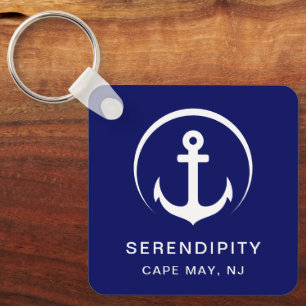 Porte-clés Ancre de bateau moderne bleu marine