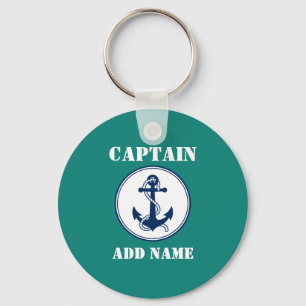 Porte-clés Ancre et corde Nom du capitaine ou nom du bateau