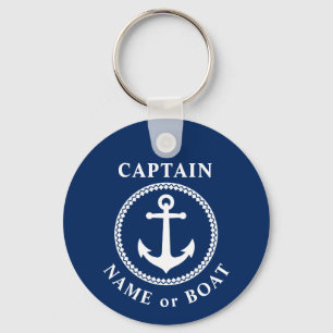 Porte-clés Ancre maritime Nom du capitaine ou photo du bateau