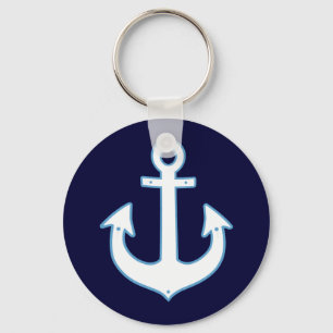 Porte-clés ancre nautique blanche