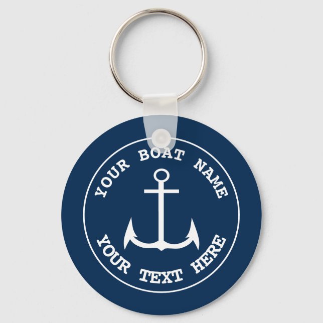 Porte-clés Ancre nautique Custom Navy Blue (Recto)