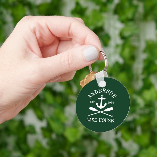 Porte-clés Ancre nautique Oars Family Lake House Green (main)