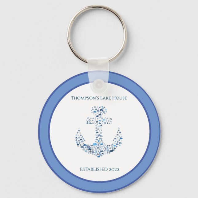 Porte-clés Ancre nautique personnalisée Thème (Recto)