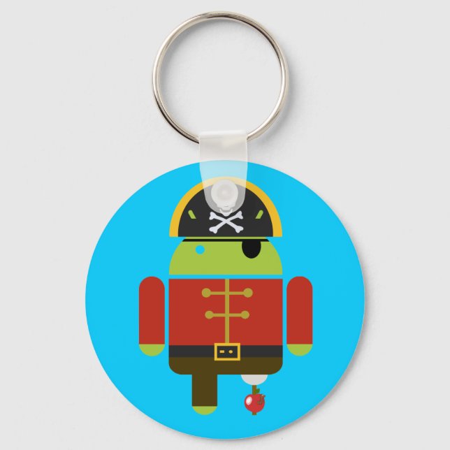 Porte-clés Android Pirate écrasant une pomme (Recto)