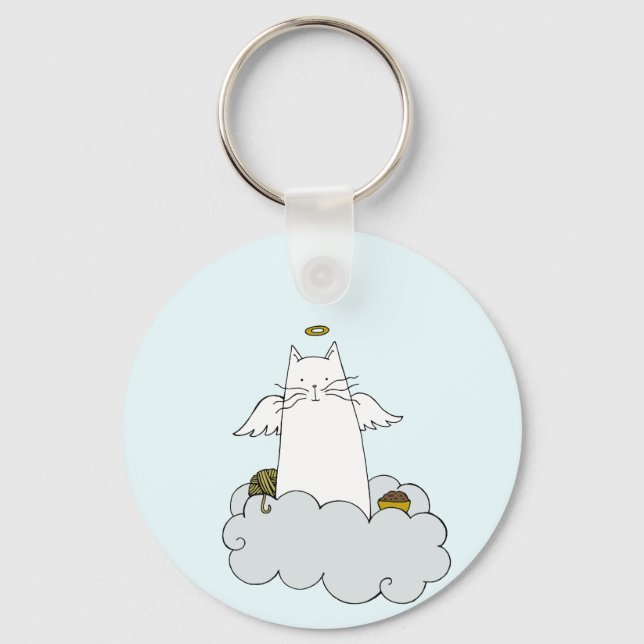 Porte-clés Ange de chat personnalisé (Recto)