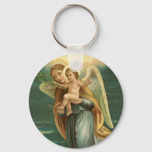 Porte-clés Ange gardien et bébé Jésus
