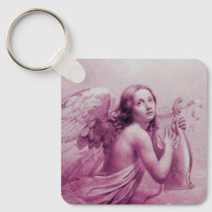 Porte-clés ANGE JOUER LYRA SUR LES NUAGES roses