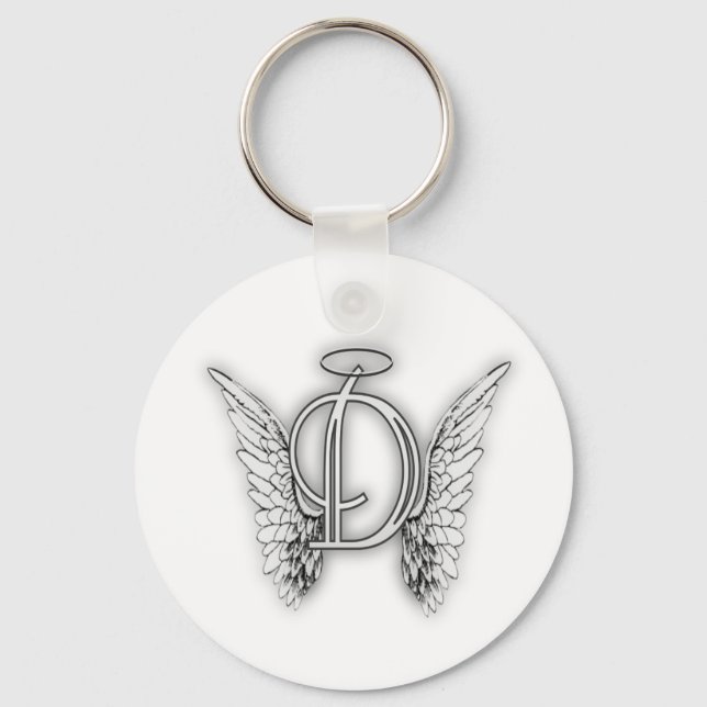 Porte-clés Angel Alphabet D Initiale Dernière Ailes Halo (Recto)
