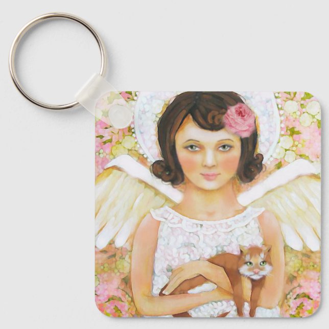 Porte-clés Angel & Cat Keychain – Kindness in Every Moment (Recto)