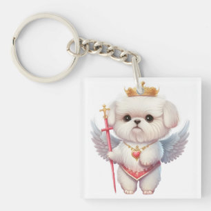 Porte-clés Angel Maltese Chiot, Maltes amoureux de les chiens