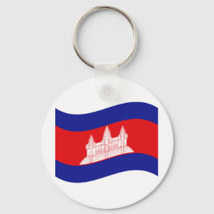 Porte-clés Angkor Vat Drapeau Cambodgien Vague