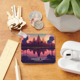 Porte-clés Angkor Wat Sunrise Cambodge Siem Reap Retro