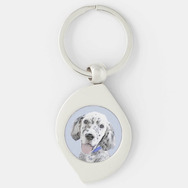 Porte-clés Anglais Setter Blue Belton Peinture Chien Art (Devant)