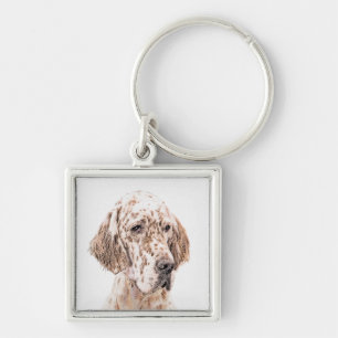Porte-clés Anglais Setter Orange Belton Peinture Chien Art