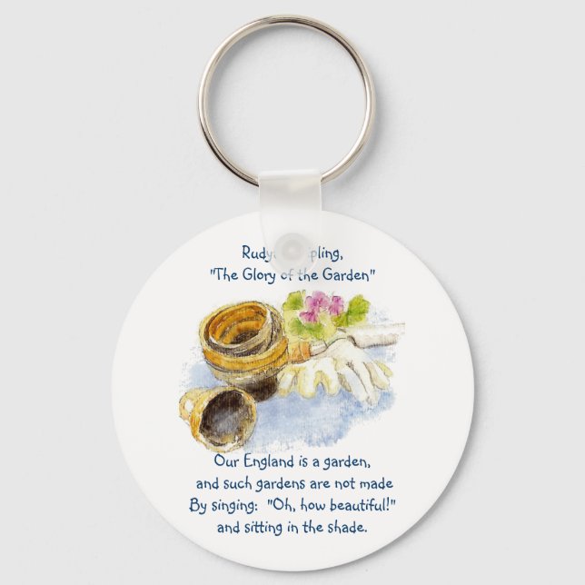 Porte-clés Angleterre Jardin Verse avec aquarelle peinture (Recto)