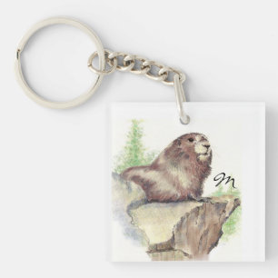 Porte-clés Animal fait sur commande de Marmot de monogramme