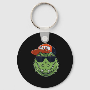 Porte-clés Animal graphique de crocodile cool avec casquette