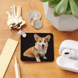 Porte-clés Animaux de bébés cutest Corgi Portrait sur Noir