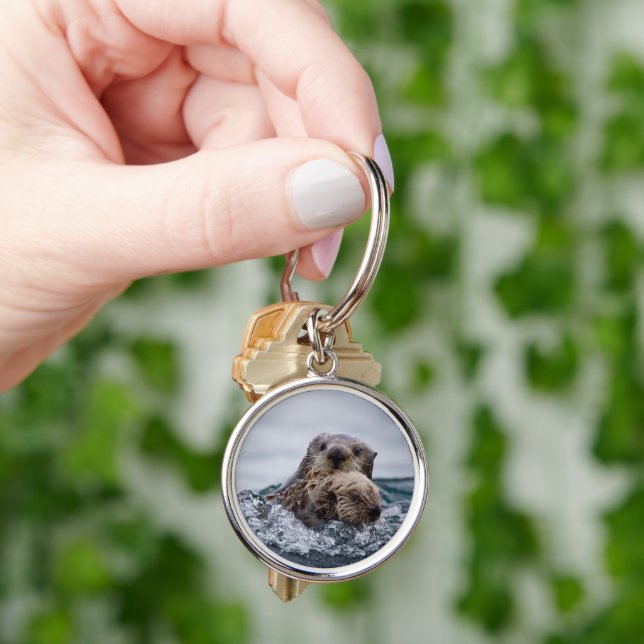 Porte-clés Animaux de bébés cutest | Otter Baby & Mère (main)