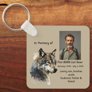 Porte-clés Animaux loup aquarelle souvenir mémorial