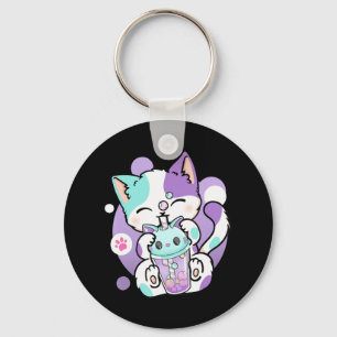 Porte-clés Anime Kawaii Chat Boba Buble Tea Neko Boba Tea Cat