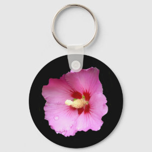 Porte-clés Anneau de clé Hibiscus rose