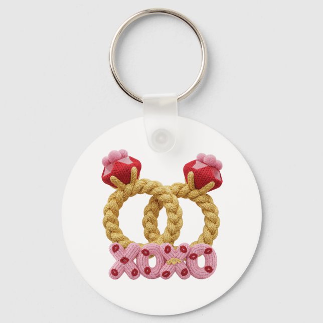 Porte-clés Anneaux de mariage tricotés entrelacés mignons ave (Recto)