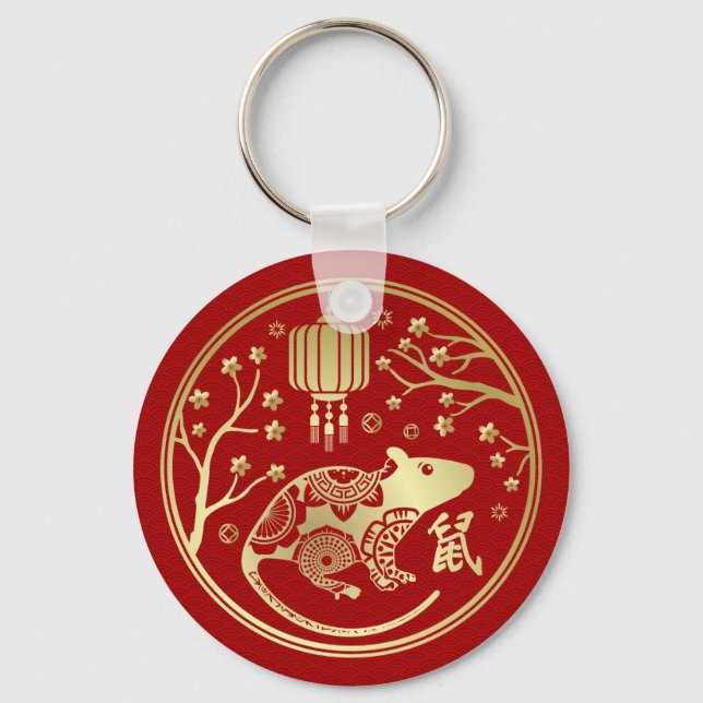 Porte-clés Année chinoise du zodiaque du rat 2020 (Recto)