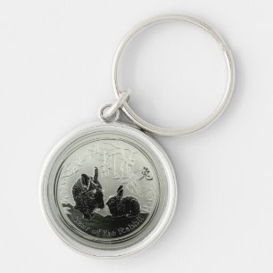 Porte-clés année de la pièce de monnaie de lapin