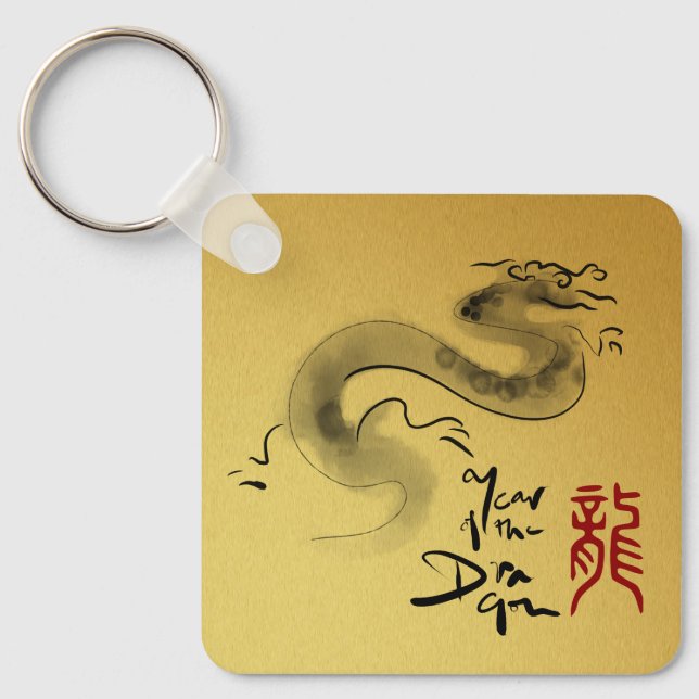 Porte-clés Année Dragon Chinoise Peinture originale Monogramm (Recto)