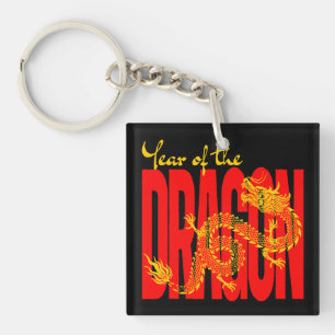 Porte-clés Année du Dragon Rouge Or