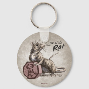 Porte-clés Année du Rat chinois Zodiac Art