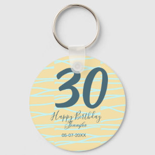 Porte-clés anniversaire 30 ans ajouter nom date année jaune b