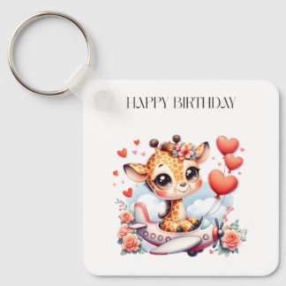 Porte-clés Anniversaire Avion Girafe